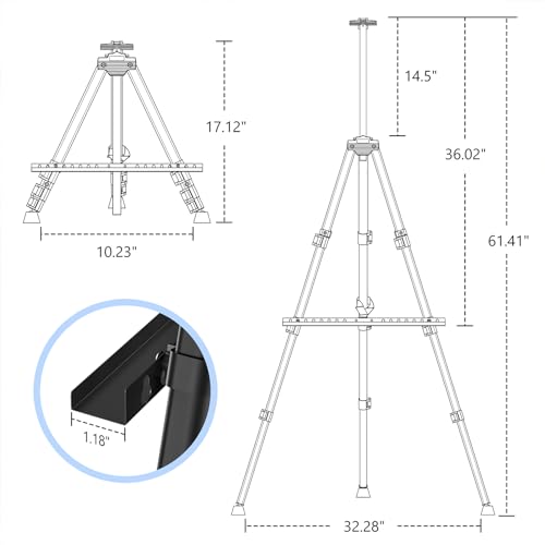Image of Art Painting Display Easel Stands - Portable Adjustable Floor Artist Easels
