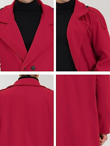 Image of Lars Amadeus Men's Winter Pea Coat Notch Lapel Double Breasted Solid Color Overcoat
