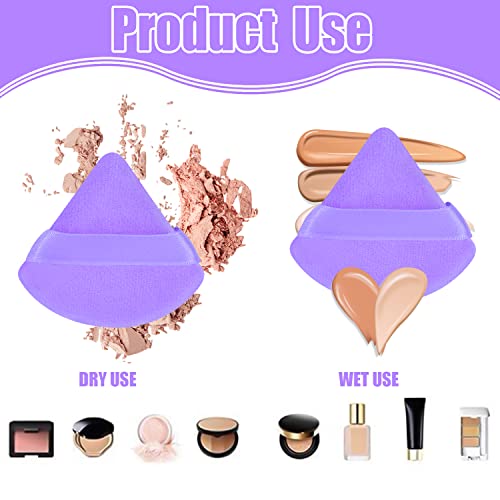 Powder Puff Face Soft Triangle Makeup Puff For Loose Powder Body Powder, Wedge Shape Velour Cosmetic Sponges Makeup Blender, Beauty Makeup Tools, Black And Purple #TOP2