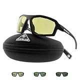 EYEGLAD REV Z87+ Powersports Motorcycle Riding Goggles High Impact Photochromic UV400 Sports Wrap Sunglasses Safety Glasses (Cyber Yellow)