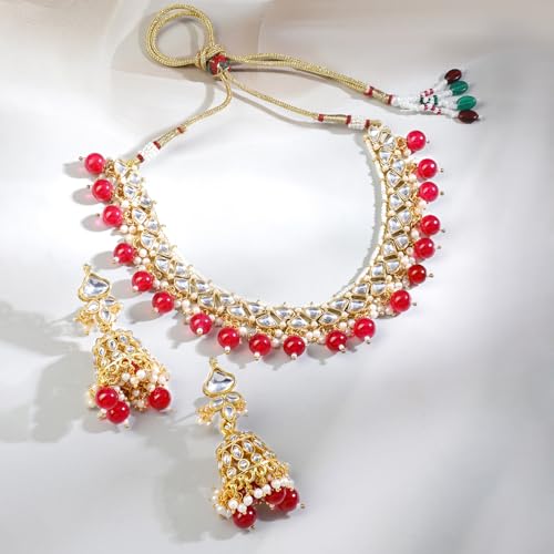 Image of Rubans Necklace Set Kundan Traditional Statement Jewellery Gift for Women & Girls