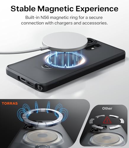 TORRAS Ostand Q3 Spin for Samsung S26 Ultra Case - [360° Rotatable Ring Stand], Compatible with MagSafe, Shockproof Grip Cover for Samsung Galaxy S26 Ultra Case - Black - 5