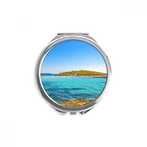 Miroir rond maquillage de poche haute précision ocean water island nature science bicolore