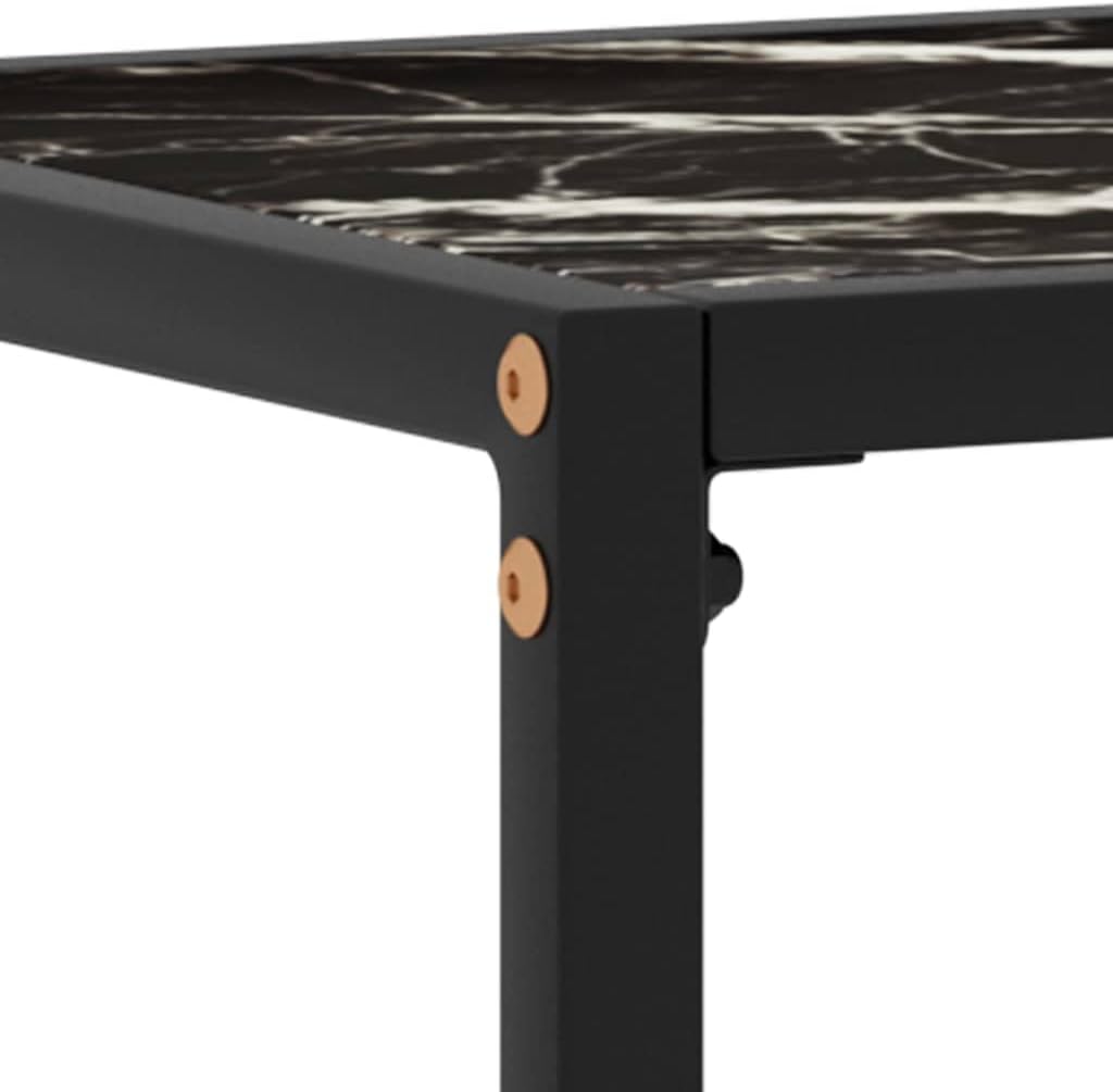 vidaXL Console Table, Entryway Table with Steel Frame, Narrow Side Table for Hallway, Living Room Furniture, Modern, Black Tempered Glass