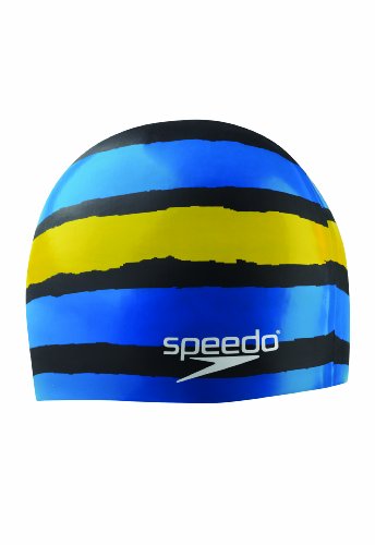 Speedo Silicone Flash Forward Swim Cap, Black Blue