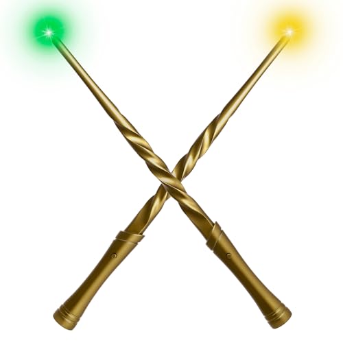 Baguettes de sorcière lumineuses avec sons pour cosplay enfants et jeux de rôle dorés