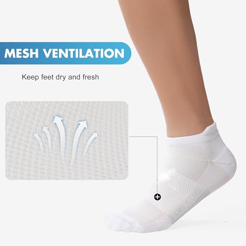 Image of BAMBOO COOL Men's Ankle Socks Moisture Wicking Breathable Odor Control Athletic Cushioned Running Socks Arch Support 8 Pack