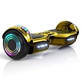 XERATH All Terrain hoverboard with Bluetooth Speakers,hoverboards for a 7-12 year old with bright LED lights and flashing wheels,hoverboard adult with self-balancing control system&UL2272 Safety Certification,for All Ages (GOLD)