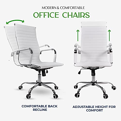 Us Office Elements High Back Ribbed Pu Leather Office Chair - Executive Rolling Desk Chairs With Arms And Wheels – Swivel Tilt Mechanism With Foam Padded Seat And Armrests #TOP3