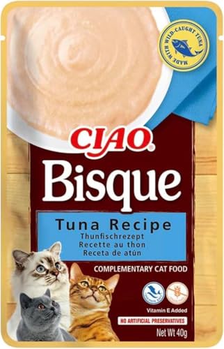 INABA Ciao Bisque - Cremige Suppe für Katzen, Thunfisch 1x40g, Katzenfutter nass ohne Getreide (Packung mit 5) – Ansicht 1