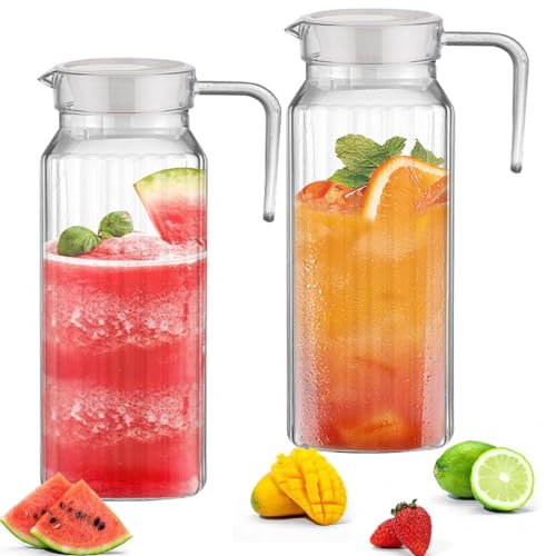 ADERTOS Brocche Acqua 1.1L, Plastica Infrangibile, con Tappo (Senza BPA)