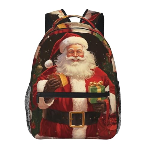 Sac à dos ordinateur portable avec motif Père Noël pour travail et voyage décontracté léger