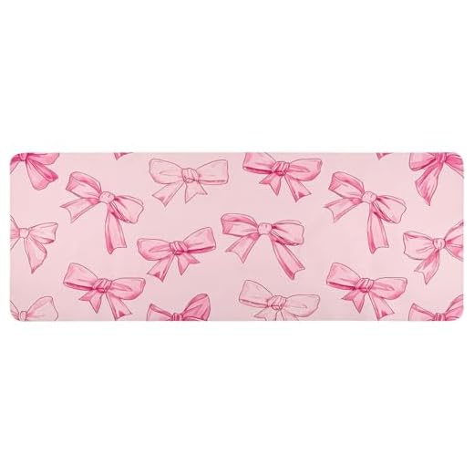 Cute Bows Large Mouse Pad 27.5"x11.8" Non-Slip Rubber Desk Mat Waterproof Gaming Keyboard Mat with Stitched Edges Deskpad for Office Home PC Laptop
