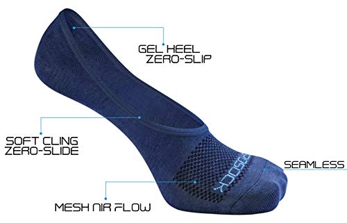 Zerosock Mens Bamboo Super Low Invisible Socks With Mesh Ventilation With Anti-Slip Gel Heel Grip (4 Pairs Per Box) (Men's Size 10.5-12, Navy Blue) #TOP3