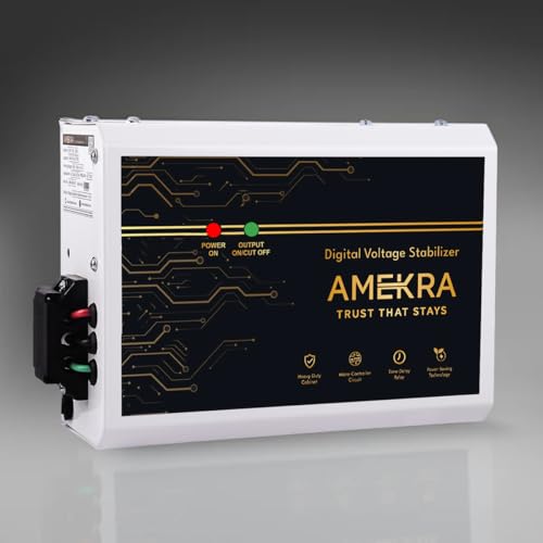 Image of Wall Mount Stabilizer for AC up to 0.8, 1.0, 1.5 Ton - 4KVA - 170V - Aluminium - LED Display - Relay Type - 5 Year Warranty