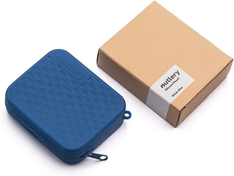 OutlerySilicone Pouch for Travel Cutlery Set (Whale Blue) - a Silicone Pocket to Protect and Transport your Foldable On-the-Go Cutlery Set by