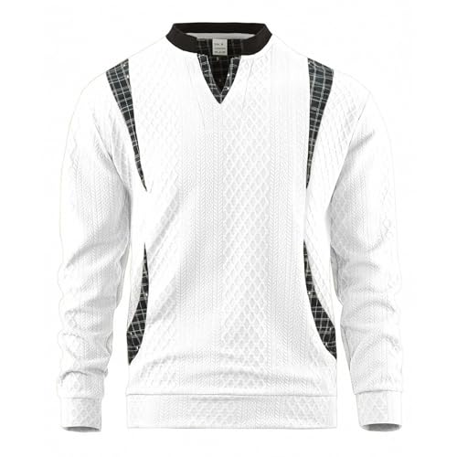 Men's Quilted Sweatshirt Casual Long Sleeve Stand Collar Quarter Button Knitted Pullover Sweatshirts4