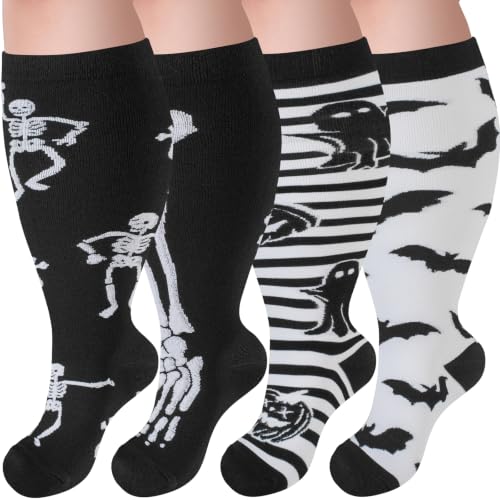 Image of Cerpite Plus Size Compression Socks 20-30 mmHg for Women & Men, Extra Wide Calf Compression Socks, Cushioned Breathable Support for Nurses, Travel, Running & Long Standing