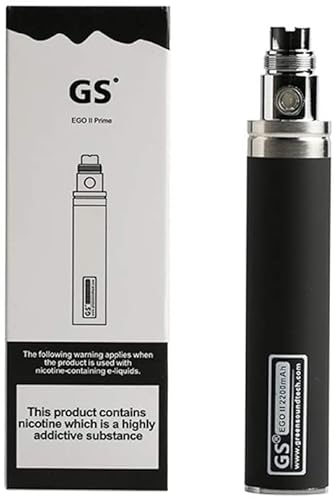 FOXFIVES Electronic Cigarette Enhanced GS EGO II 2200mAh E-Cigarette Battery with Micro USB Charger 510 E-Shisha E-Cigar Vaporizer Nicotine Free Empty Device (Black)