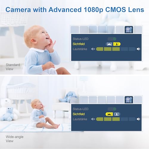 Vtech VM919 monitor HD dla niemowląt – monitor wideo dla niemowląt z kamerą szerokokątną – widok panoramiczny 360°, wideo HD, czysty dźwięk, kolorowy ekran LCD o przekątnej 7 cali z funkcją Night