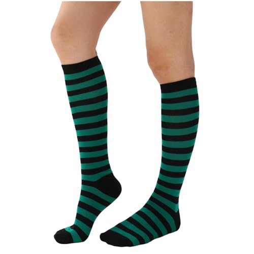 Image of Women's Knee High Athletic Socks Casual Stripes Tube Socks Outdoor Sport Socks