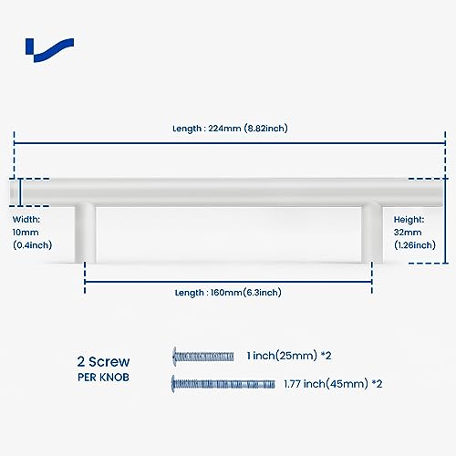 LONTAN 5 Pack White Kitchen Cabinet & Drawer Handles, 160mm Stainless Steel, for Cupboards Bathroom & Wardrobe Doors - Image 2