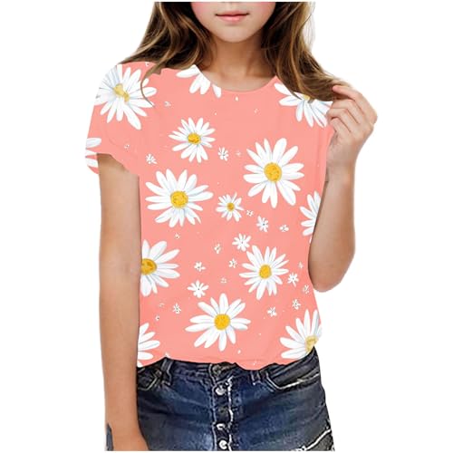 Toddler Girl Sunflower Shirt Cute Daisy Graphic T-Shirt Kids Boho Wildflower Short Sleeve Tees Summer Casual Tops4