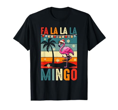Vintage Retro Santa Flamingo Sunglasses Christmas In July T-Shirt