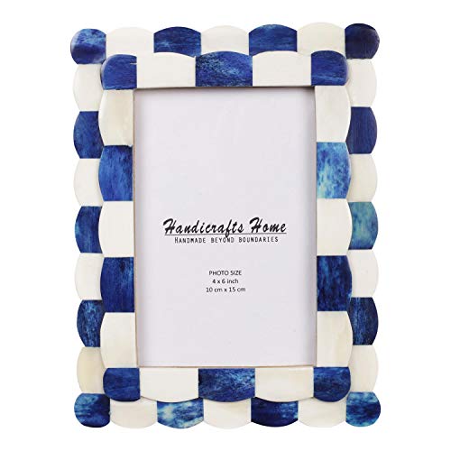 Handicrafts Home Photo Picture Frame - 4  x 6  Handmade Gift Photo Frames - Blue & White