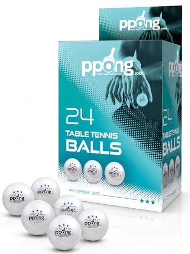 PPong Ping Pong Balls 24 Pack 3 Star Professional Table Tennis Balls 40+mm Premium ABS Material Durable Competition & Training Balls for Indoor Outdoor Play
