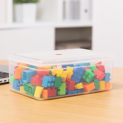 Image of Clear Transparent Plastic Storage Box Organizer Rectangle Medium Size Container With Lid And Lock For Multipurpose Jewellery Stationery Cosmetics Combo 2 Box