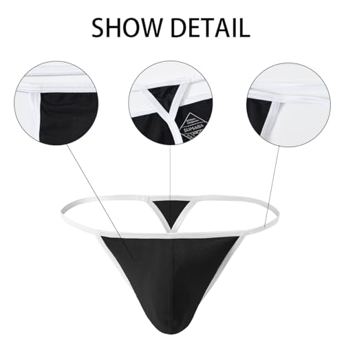 Mens Thong Underwear Sexy G string T Back Thongs Big Ball Pouch Bikini Underwears for Man2