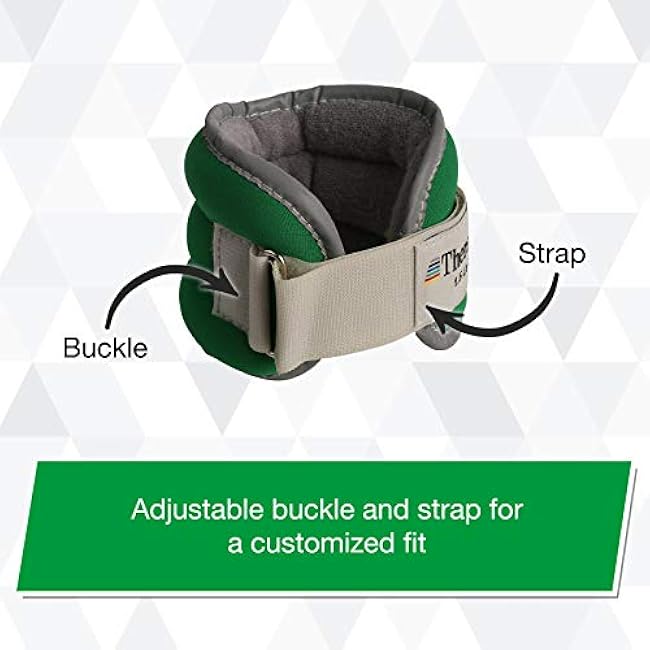 THERABAND Ankle Weights, Comfort Fit Wrist & Ankle Cuff Weight Set, Adjustable Walking Weights for Cardio, Home Workout, Ankle Strengthening & Physical Therapy, Green 1.5 lb. Each, Set of 2, 3 Pounds