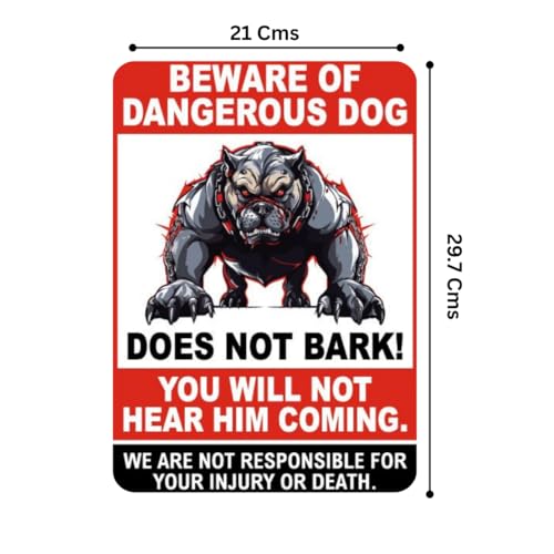 Image of Zesta Bathroom Decor Items Washroom Decor Tin Sign | Aesthetic Posters Wall Poster for Bedroom | Magnetic Cafe Decoration Items / Restaurant Decorations Items | Quirky Home Decor Bar Accent (Beware of Dogs)