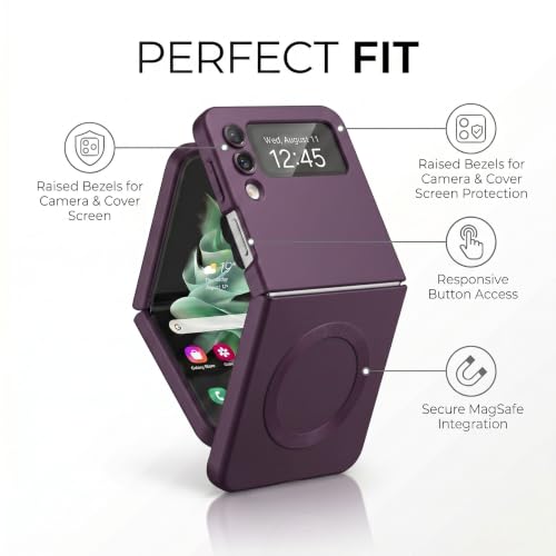 Image of amazon basics Premium Mag-Safe Case for Samsung Galaxy Z Flip 3 | Shockproof & Anti-Scratch Cover | Soft Silicone with Wireless Charging | Camera Lens Guard - Purple