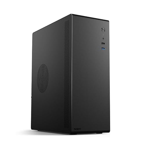 V100 M-ATX/ITX Computer Case,Multifunctional Pc Case, Business Case with Spcc Side Panel, Support 260mm VGA Card 120mm CPU Cooler (Black)