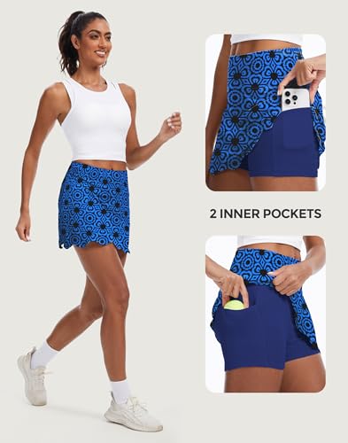 Image of M MOTEEPI 14 inch Scalloped Hem Skorts for Women with Pockets High Waisted Tennis Golf Athletic Skirt with Shorts 2026