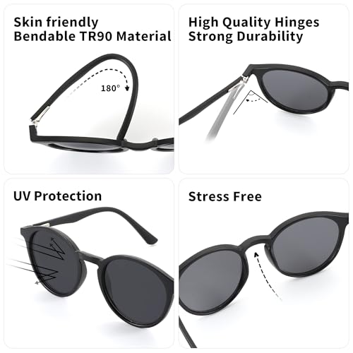 BLUEMOKY Polarized Round Sunglasses Trendy: Cute Shades for Men Women UV400 Protecion - Classic Circular Sun Glasses4