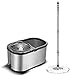 Acero inoxidable Sistema de limpieza Kit de Limpieza de piso fregona de la vuelta 360 con 4 cabezas de repuesto for trapeador de microfibra Transitable Con Ruedas ( Color : Stainless steel color )