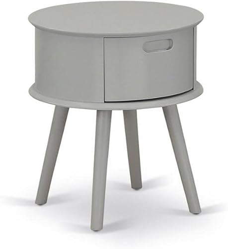 Miniatura 14 de East West Furniture Magnífico Gordon - Mesita de noche redonda con cajón, 19 x 19 pulgadas, color negro Negro -,Borgoña,Azul marino,gris (Urban