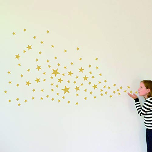 Light Up World Wall Decals With Gold Glitter Sparkling Wall Stickers Removable Home Decoration Easy To Peel & Stick Safe On Painted Walls Diy Vinyl Decor For Baby Kids Nursery Bedroom (Glitter Star) #TOP4