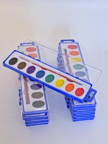 48 Pack Watercolor Paint Set Bulk, 8 Colors Washable Water Color Paint with Brushes - 1