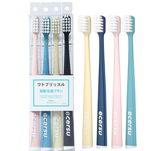 LuminaLife Japanese Toothbrush (4 Per Box) for Adult Couples, Small Head Ultra-fine Soft bristles, Family (Modiran, 4 Per Box)
