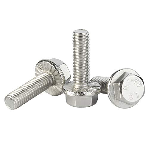 Image of Mellewell M5 x 10mm Flanged Hex Head Bolts Flange Hexagon Screws, Stainless Steel A2, DIN 6921, 25 PCS