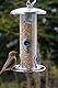 dobar® 10089 Vogelfuttersäule mit Edelstahlschlaufe - Futterstation für Wildvögel - Futterspender Acryglassilo für Sämereien - Futtertablet Stahl für Garten/Terrasse/Balkon - Ø 14 cm x 26 cm - Silber