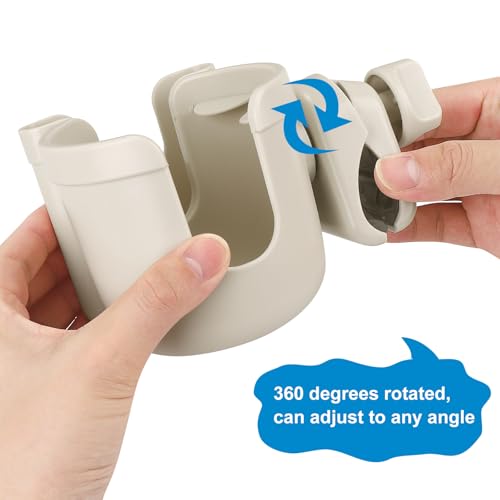 Image of Accmor Stroller Cup Holder with Phone Holder, Bike Cup Holder, Universal Cup Holder for Uppababy Nuna Doona Strollers, 2-in-1 Cup Holder for Walker, Wheelchair, Scooter