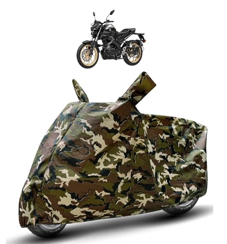 Image of Auto Hub Waterproof Bike Cover Compatible with Yamaha MT-15 Dustproof, UV Protection Two Wheeler Bike MT-15 Cover - Army Print