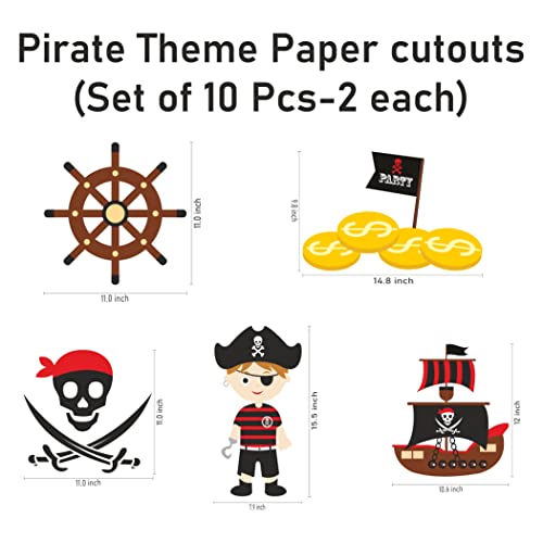 Image of Pretty Ur Party Pirate Theme Paper Cutouts for Birthday Parties, Party Supplies Decor, Decoration Cut-Outs (10 Pcs)