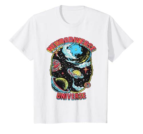 Neurodiverse Universe Neurodiversity Embrace ADHD Autism ASD T-Shirt, Youth, White, Medium