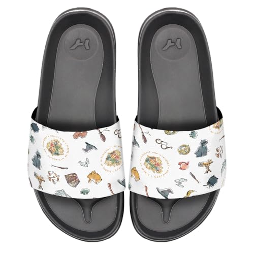 Popfunk Harry Potter Sketched Icon Pattern Unisex Adult Slides Adjustable Flip Flop Sandals Officially Licensed Hypd Slydr Switch™